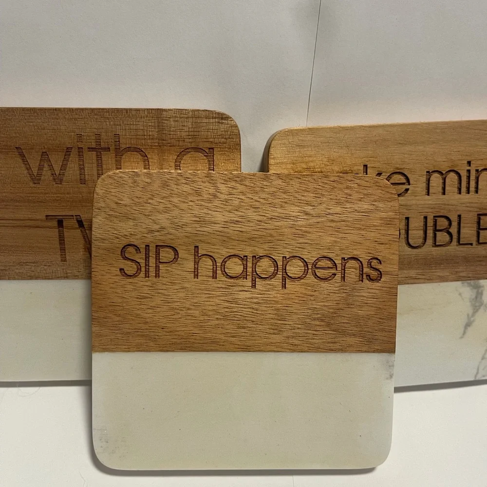 Things Remembered Wood and Marble Coasters